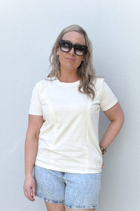 Ivory Everyday Tee | Vertical Zips | 100% Cotton