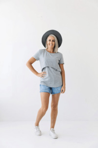 Breastfeeding T Shirts: Grey Everyday Tee | Classic Flap