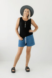 Breastfeeding T Shirts: Black Rib Singlet