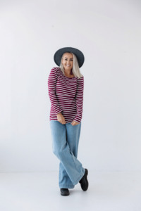 Maroon Stripe Top | Classic