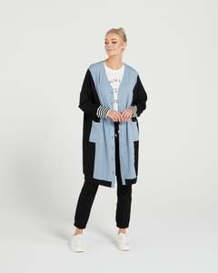 Luxe Lounge By Et Alia: Theory Cardi- Dusky Blue/Black