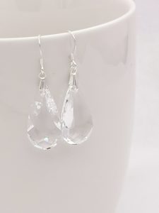 Silver clear teardrop large EWWL026