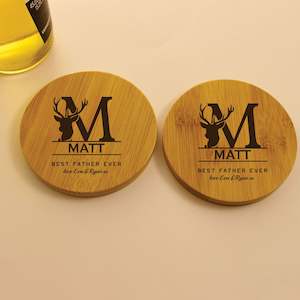 Products: Personalised dad bamboo coaster - set of 2