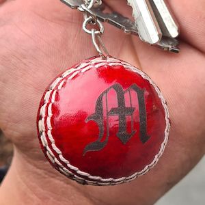 Christmas Ornaments: Personalised cricket ball keyring