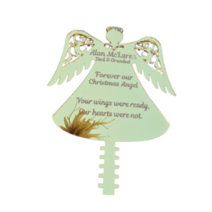Christmas Personalised Gifts: Personalised Mirror Tree Topper - Angel Wings