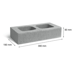 Products: H20.04 Plain End Half High Block 20 Series Concrete Block