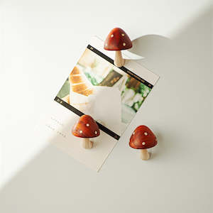 All: Wooden mushroom magnet