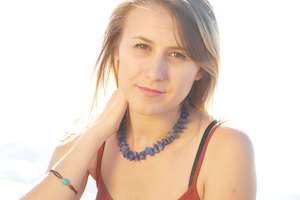 Products: Wisdom's Embrace: Stunning Rough Cut Lapis Lazuli Necklace Ethical Trade New Zealand