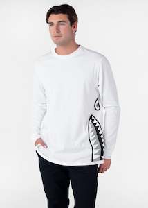 Mens Apparel: Mens Bomber B&W Longsleeve Tee - White