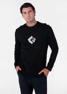 Mens Tops T Shirts: Mens Familie Trophy Longsleeve Tee - Black
