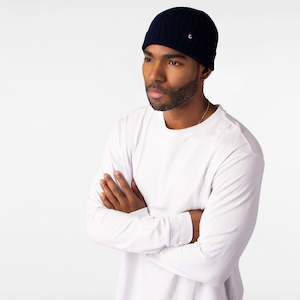 Mens Accessories: Wool Fold Beanie Navy