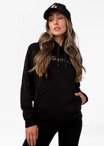 Womens Pullovers Hoodies: Womens Pullover Hoodie - Ethika Logo Black