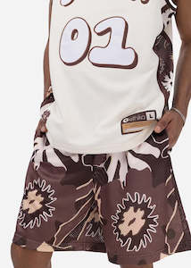 Mens Apparel: Mens Hawaiian Bloom Basketball Short 7"