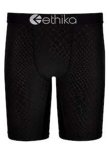 Mens Black Underwear: Mens Python Embossed Black Staple