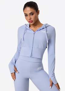 Womens Bolt Royal Fitted Crop Zip Hoodie