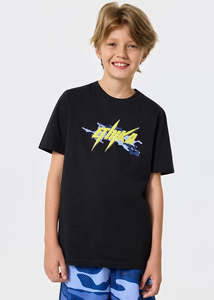 Boys Apparel: Boys Bolt Camo Tee - Black/Yellow