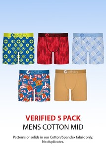 All Underwear: Mens Mid | Verified 5 Pack | Cotton
