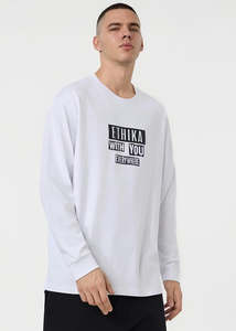 Mens Stamped Longsleeve Tee - White