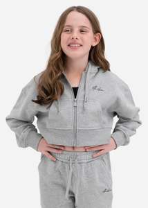 Girls Crop Zip Hoodie - Heather
