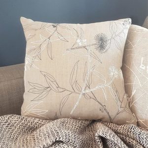 Organic Linen Cushion - Flowering Gum - Handprinted - Etico