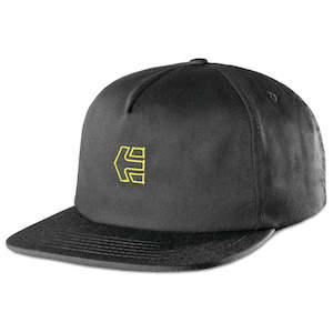 50 100: ETNIES ICON STRAPBACK HAT [BLACK/YELLOW]