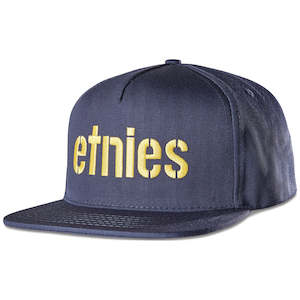 Headwear: ETNIES CORP SNAPBACK [NAVY/YELLOW] OS