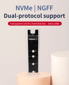 Clear RGB Dual Protocols M.2 NGFF NVMe Enclosure SSD Case USB 3.2 Type 10Gbps