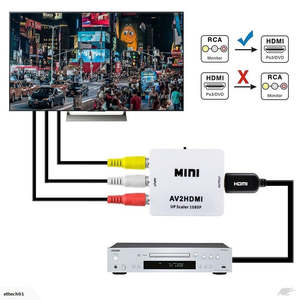 Other Retro: Mini RCA AV to HDMI Converter Adapter Composite AV2HDMI Upscaler 1080P HDTV DVD
