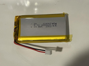 3.7V 124065 4000mAh lithium Rechargeable battery 2.54mm 2pin LED Lamp Remote mp4