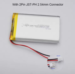 3.7V 105080 5000mAh lithium Rechargeable battery 2.54mm 2pin LED Lamp Remote mp4