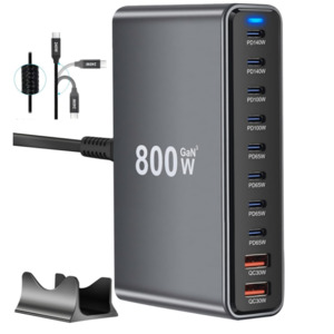 Gaming Electronics: 800W USB C Fast Charger 10 Port USB Charging Station GaN 3 140W PD PPS Port