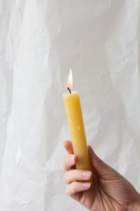 Yellow Beeswax Tall Candle Taper 15cm