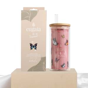Luxe Glass Smoothie Tumbler | 430ml | Butterflies