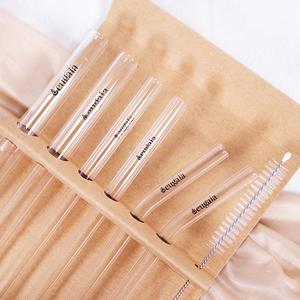 Eugaia Reusable Luxe Glass Straw Set | 6 Clear Straws & 1 Cleaner