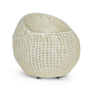 Outdoor Occasional Chairs: Open Weave Wicker Swivel Stl, Wht