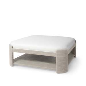 Faye Ottoman Square White Sand