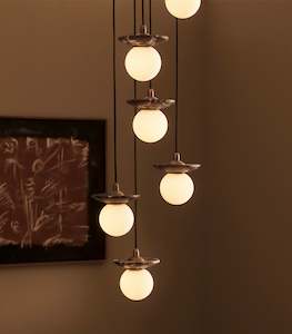 Pendant Lighting: Orbit Stone Pendant 6 Light