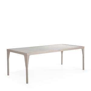 Dining Entry Tables: Ribs Rectangle Dining Table - White Wash