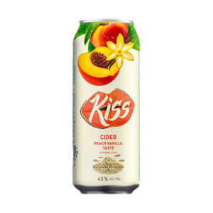 Beer & Cider: Kiss Cider PEACH VANILLA 4.5% Alc 500ml