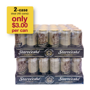 Beer & Cider: 48-pack Beer Dark Lager Staroceske 4.8% Can 500ml