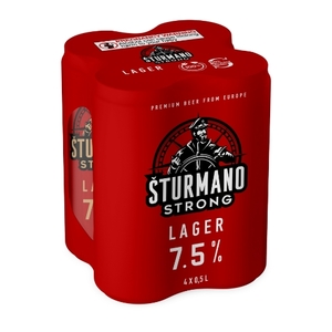 Beer Sturmano Strong Premium Lager 7.5% 4-pack Can 500ml