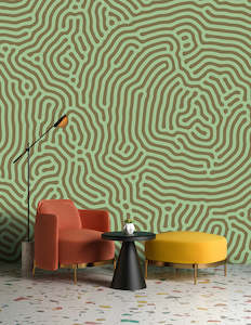 Designer Wall Murals: Walls by Patel 3 - Sahel Maze Green