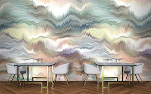 Abstract Geometric Wall Murals: Walls by Patel 3 - Pastel Palace Green