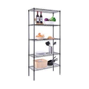 Eurowire Chrome Plated Shelving Set (5 shelf, 1670x760x350) (Black)