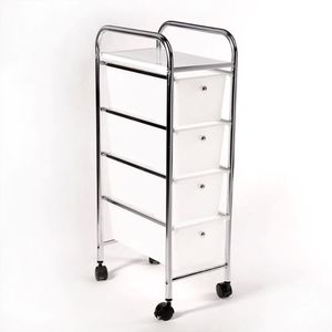 Storage Trolley (Chrome) 4 draw small (white)