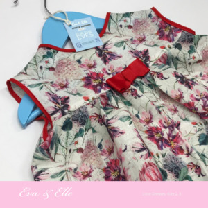 Little Dresses: Little Red Linen Print Dress for Toddler