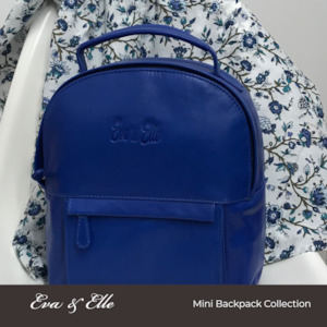 Backpacks: Metallic Blue - Leather Mini Backpack (New Colour)