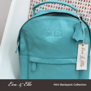 Backpacks: Sky Blue - Leather Mini Backpack