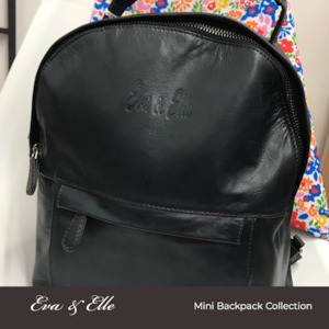 Backpacks: Charcoal Black - Leather Mini Backpack
