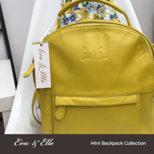 Backpacks: Sunshine Yellow - Leather Mini Backpack